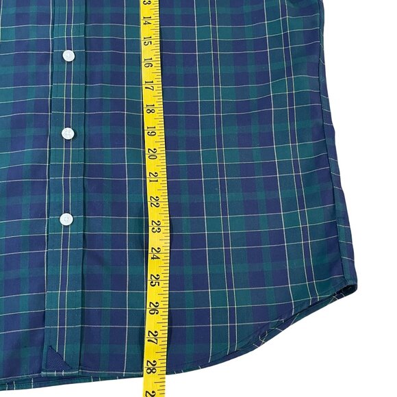 Untuckit Plaid Shirt Men's Size Medium  Wrinkle Free Cotton Green Blue Casual - Picture 4 of 5